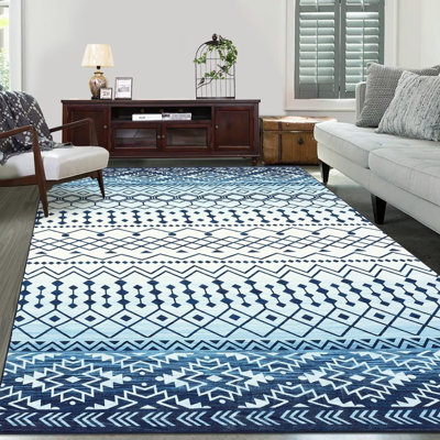 Tapis marocain lavable avec envers antidérapant et tapis moelleux à motif géométrique doux