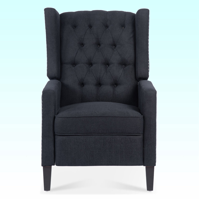 Margheoala Modern Manual Wing Chair Recliner Wide Wing Chair, High Deep Pull Chair, Sitting Chair, Black Fabric Duplicate 1