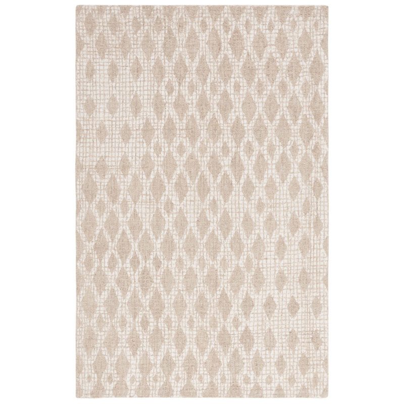Abstract Hand Tufted Wool, Cotton Geometric Rug, Rectangle 5' x 8'