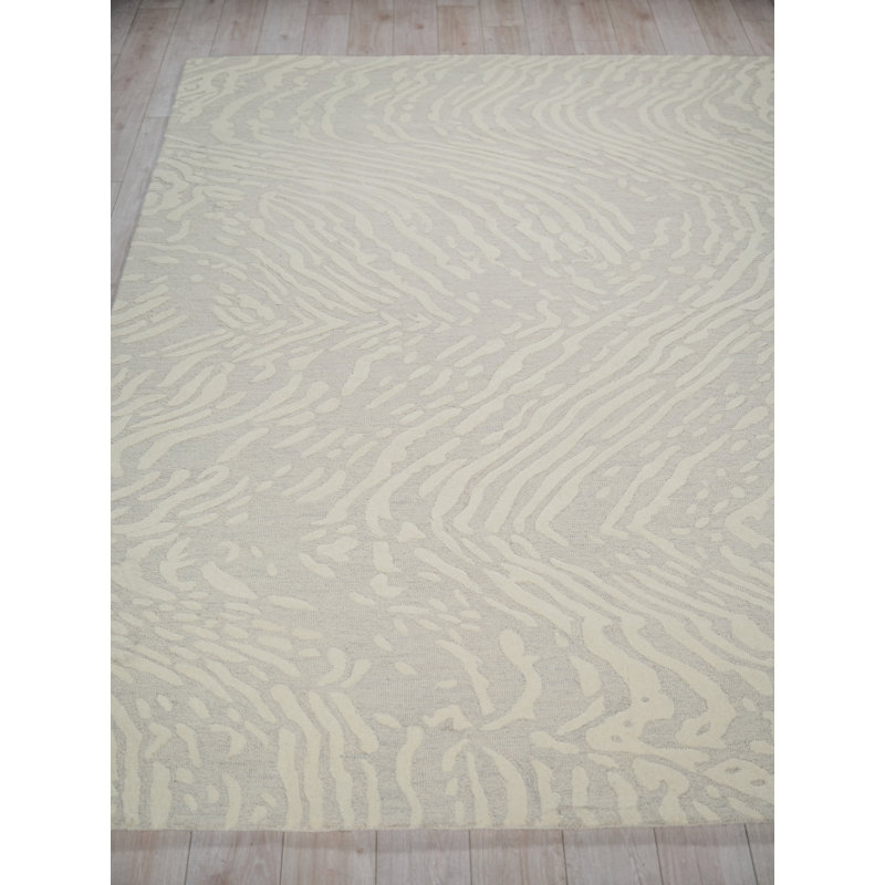 Entro Handmade New Zealand Wool Silver/Ivory Area Rug, Rectangle 12' x 15'