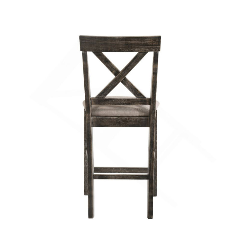 Ensemble de 2 chaises à hauteur de comptoir avec siège rembourré en lin, Gris antique