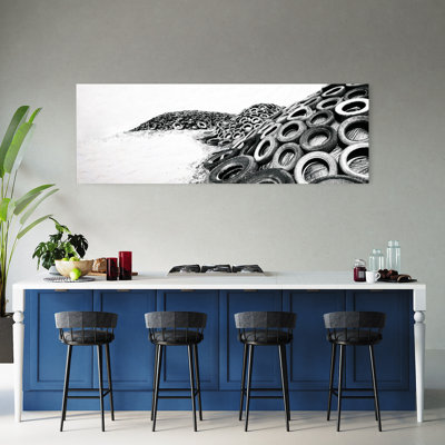 Monochrome Tire Hills Abstract Industrial Landscape Architecture Wall Art