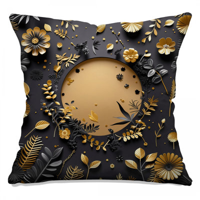Gold Leaves Throw Pillow, Nature Double Sided Pillows