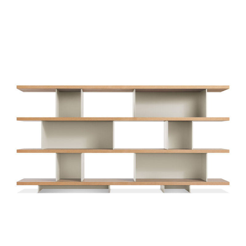 Happy Day Bookcase, White Oak/Putty, (4 Shelves) 41" H x 81" W x 14" D