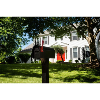 Ironside Large Capacity Galvanized Steel Black, Post-Mount Mailbox, MB801BAM, Metal, Black