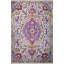 Tapis décoratif multicolore à motif frangé rose et beige-1805717546