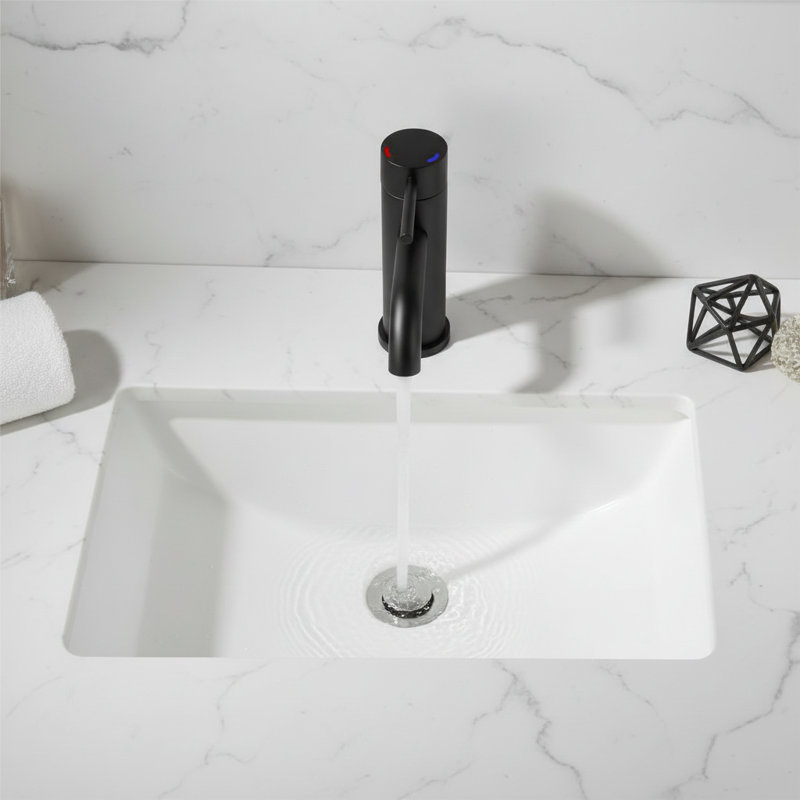  Modern Single Handle Single Hole Bathroom Faucet, Matte Black