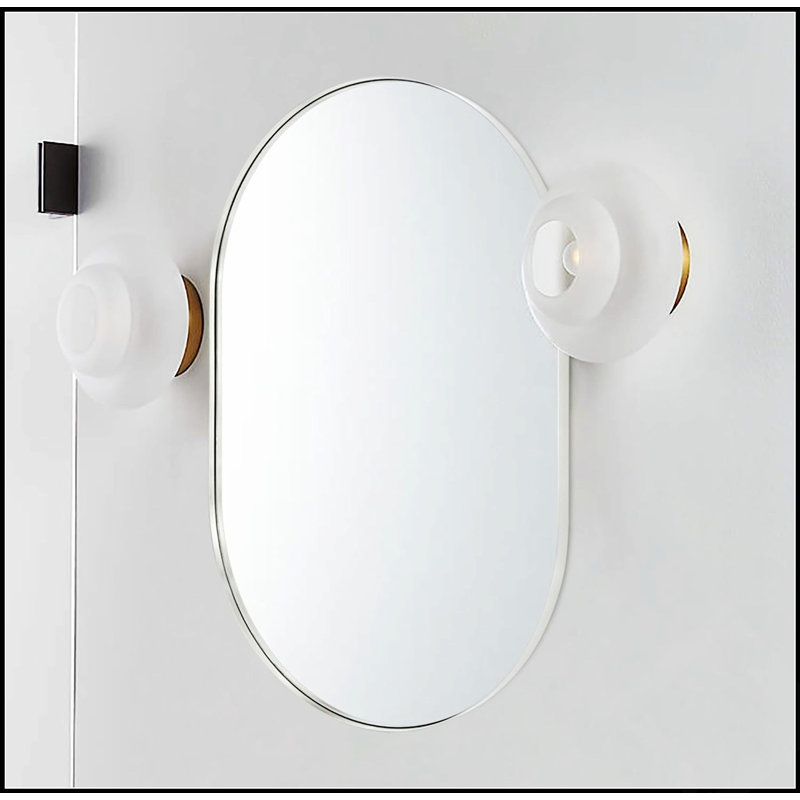 Miroir ovale 20 po x 33 po en métal avec verre HD et sécurité incassable, pour les intérieurs modernes, Argent, 20 po x 33 po