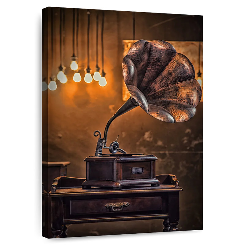 Gramophone antique, H 12 po x l 8 po