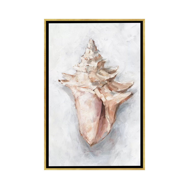 "White Shell Study I" par Ethan Harper, reproduction d’art, H 26 po x l 18 po x P 1,5 po, Pas de tapis, Toile encadrée d'or