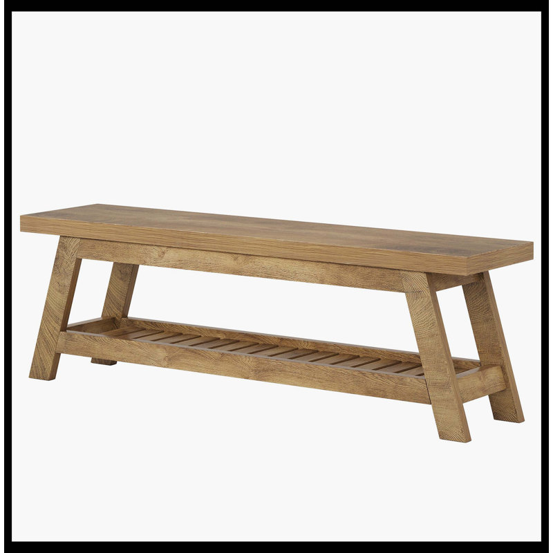 55" Entryway Bench, 2-Tier Foyer Seating Bench With Shoe Storage