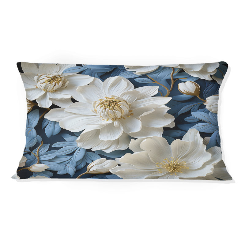 Motif floral bleu et blanc à motif floral VII - coussin à imprimé floral