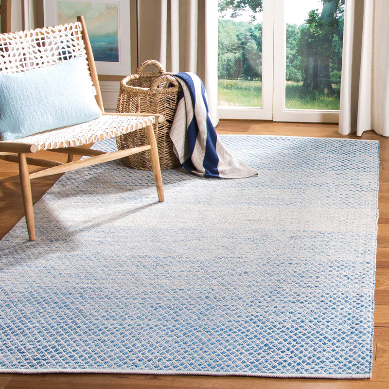 Aitken Hand Woven Cotton Geometric Rug, Square 8'