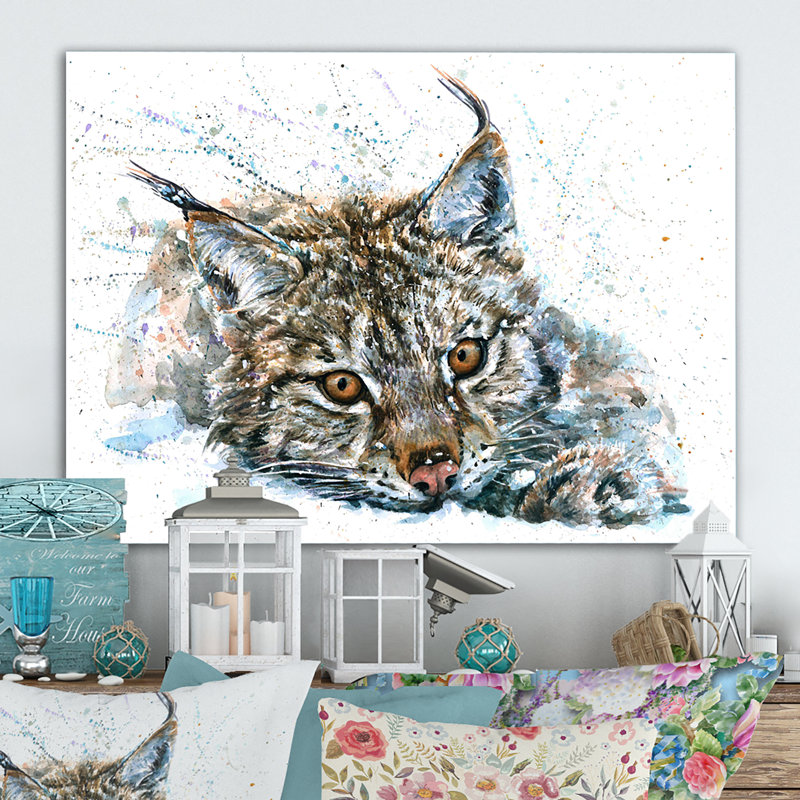 Reproduction de cadre flottant sur toile Lynx Wildlife, H 16 po x l 32 po x P 1 po, Toile tendue