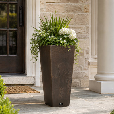 Valencia 24" Square Tapered Indoor/Outdoor Planter with Water Reservoir Tray