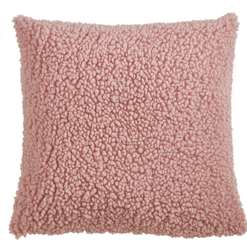Natural Faux Fur Square Throw Pillow with Poly Fill