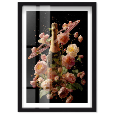Décoration florale florale Fizz Shadowbox par Notoriart, cadre noir, 37 x 55