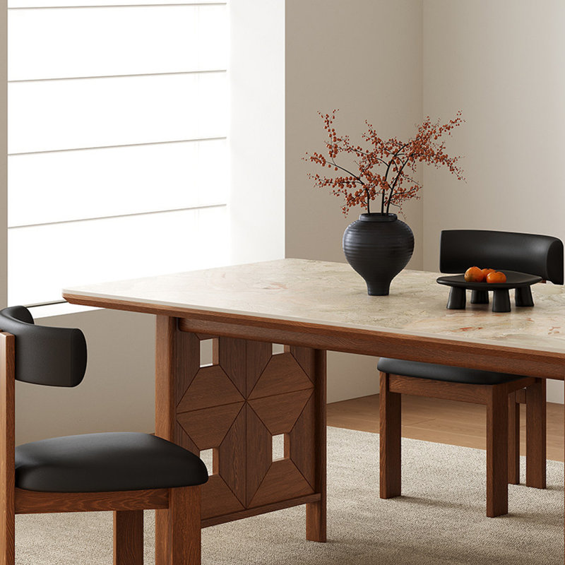 Exquisite and Unique Dining Table, 7 Pieces: Table, 6 Chairs, 29.52" H x 55.11" W x 31.49" D