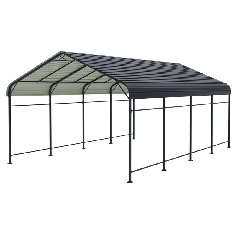 12 Ft. W X 20 Ft. D Heavy Duty Carport With Galvanized Steel Roof, 108.2" H x 142.9" W x 235.4" D