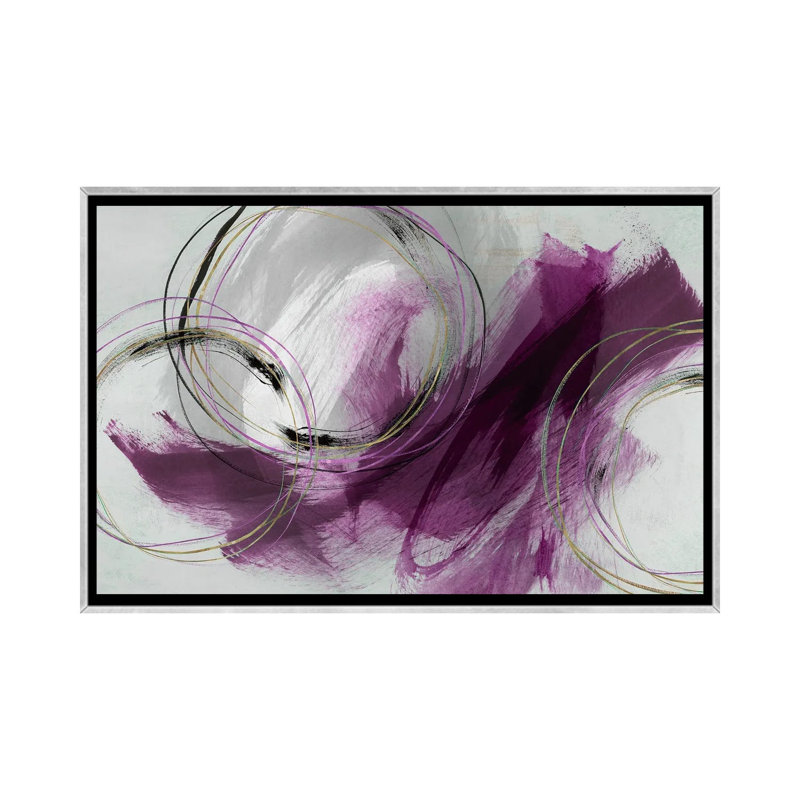 Détour, Rose, Toile avec cadre flottant argent, H 32 po x l 48 po