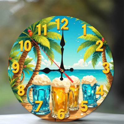 Beach summer clock tropical beer mugs