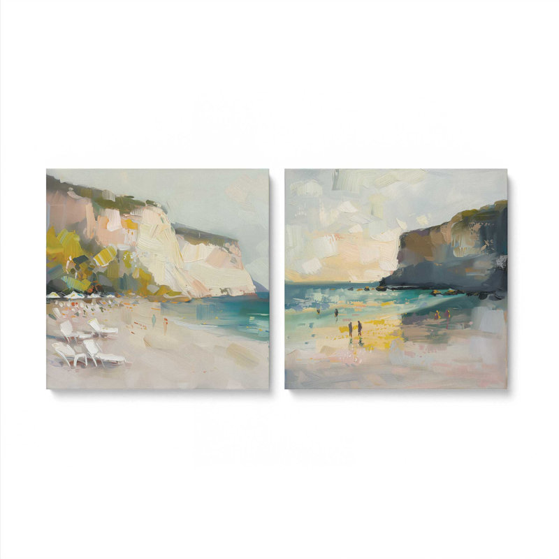 Ensemble 2 pièces Sonata sur toile Seascape par Azure Artisanal Studio, Toile tendue, H 24 po x l 48 po x P 1,25 po