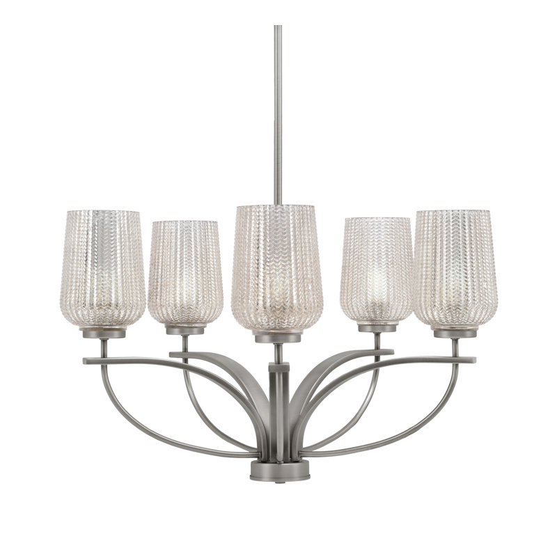 Lustre 5 lumières Cavella illustré avec verre de 5 po, Graphite, Fumée