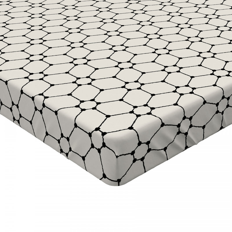 Twin Black and White Geometric Microfiber Fitted Sheet