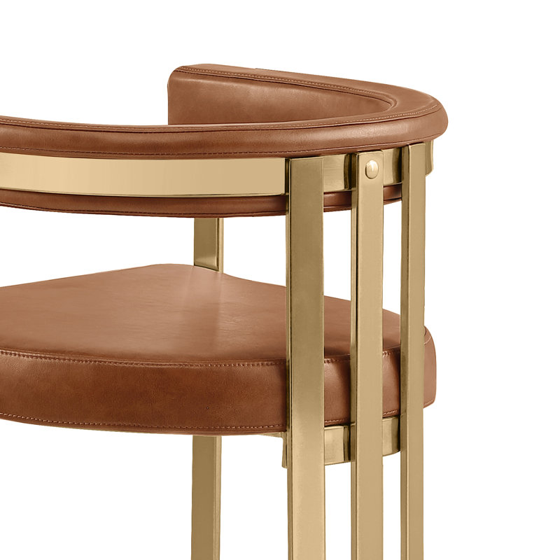 Leathaire Counterheight Chairs With Matte Chrome Frame, Toffee