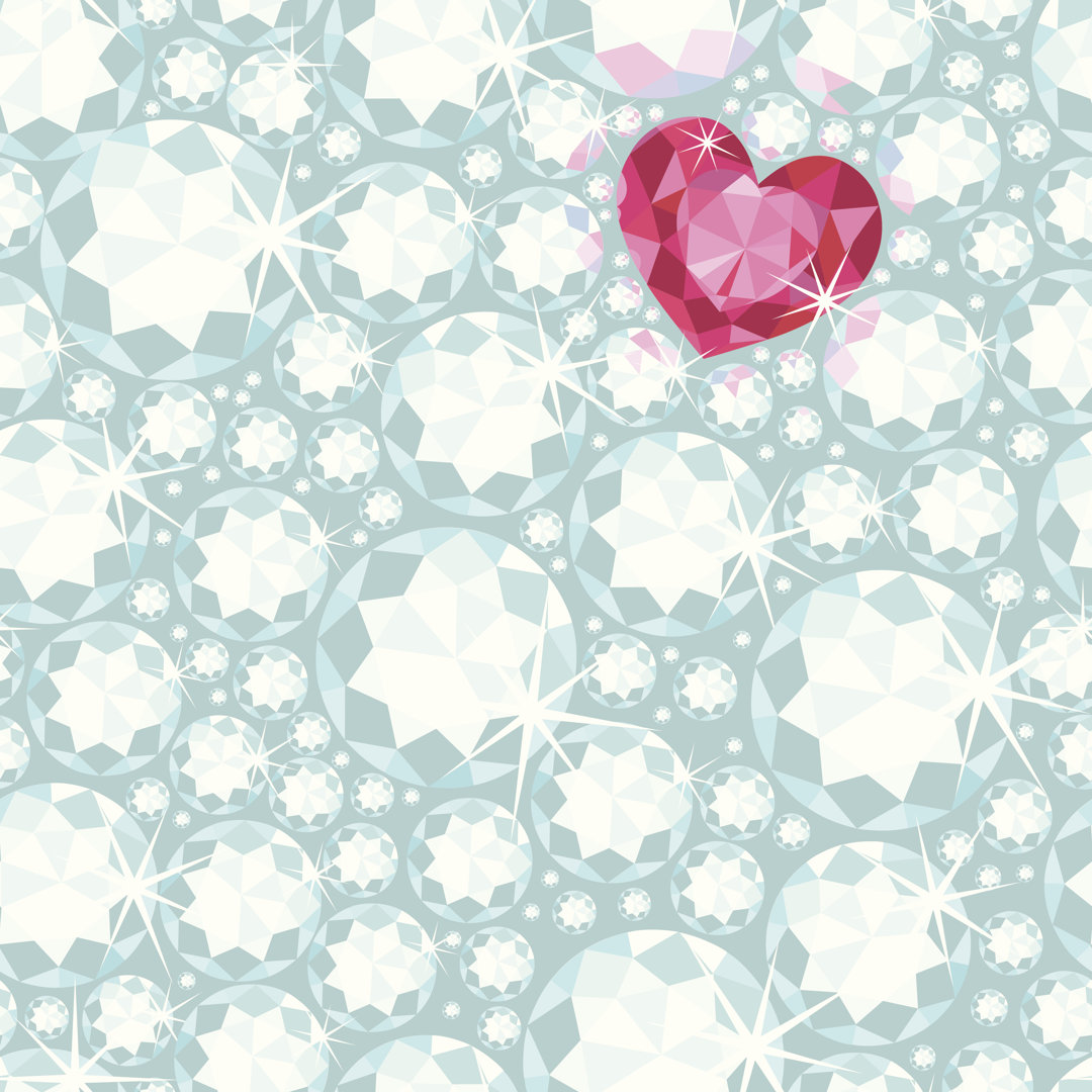 Treynor Ruby Heart And Diamonds Pattern by Oksancia - Leinwandbilder auf Wrapped Canvas