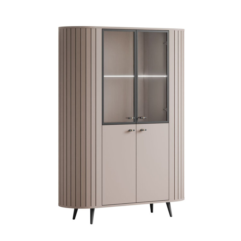 Elodie II China Cabinet with Lighting, Cashmire/Black