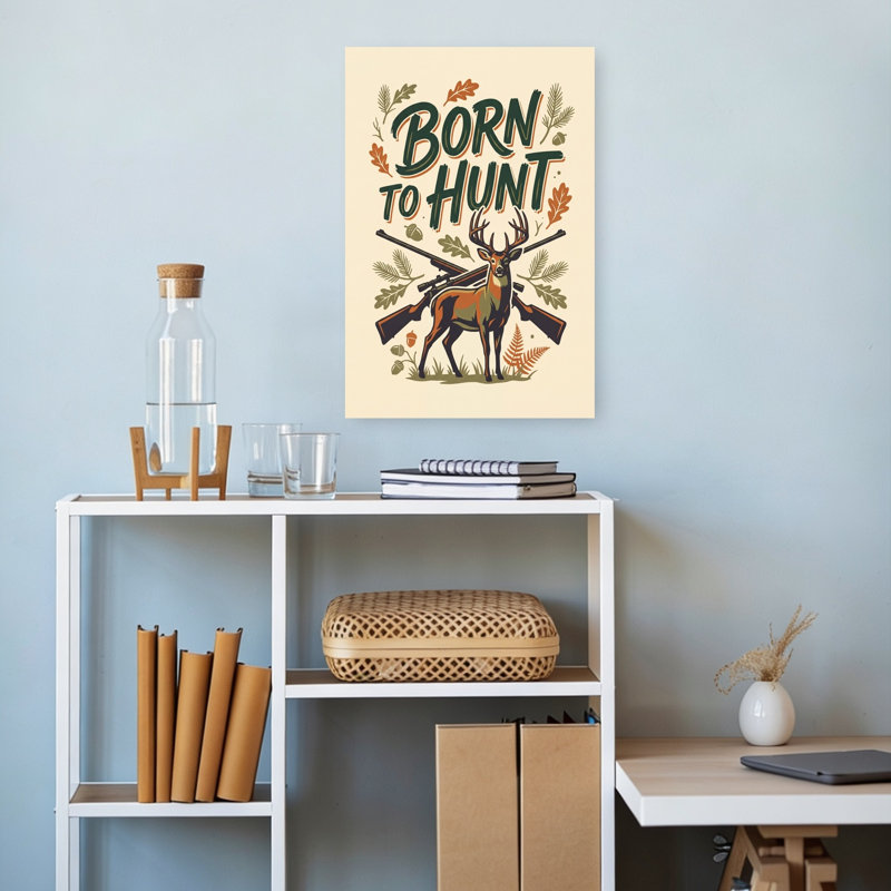 Born To Hunt Contemporary Deer Wall Art Print by Andreas Magnusson - Wrapped Canvas Print, 45.72cm H x 30.48cm W