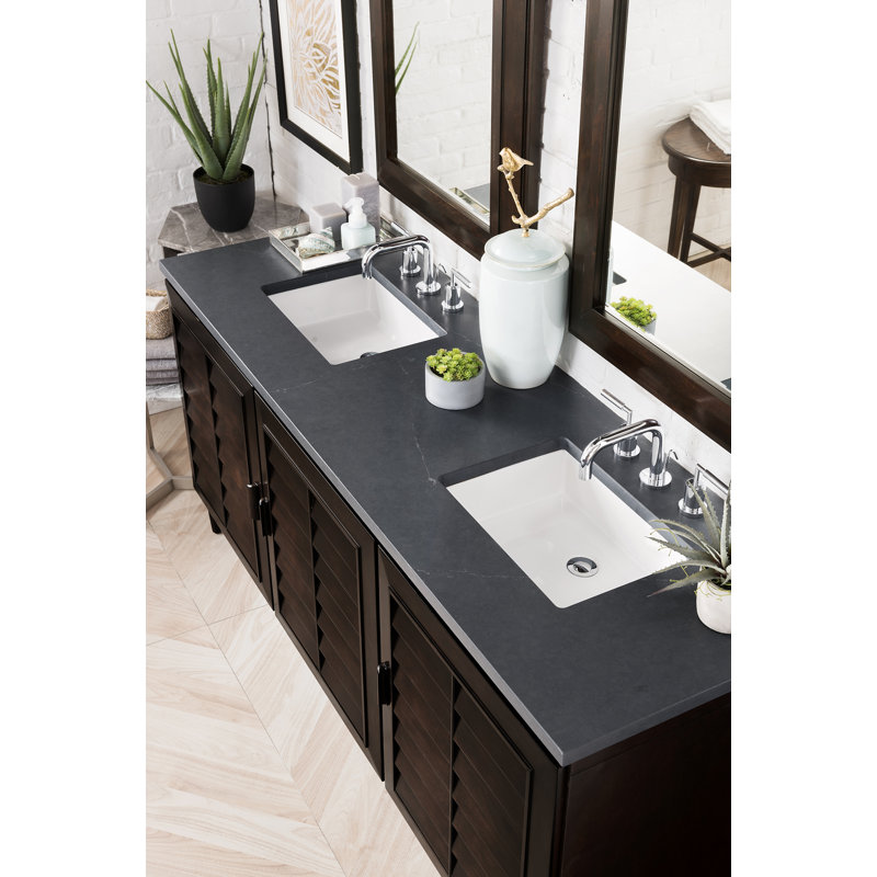Portland 72'' W Double Vanity, Charcoal Soapstone, Widespread