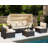 6 Pieces Patio Furniture Set Daybed with Retractable Canopy and Adjustable Backrest-1560247837