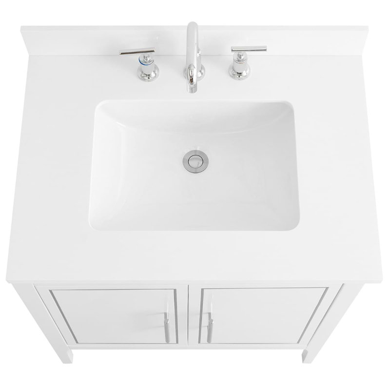 Province 30" Freestanding Standard Single Bathroom Vanity with Top, White, Silver