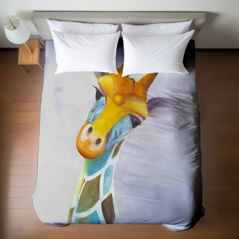 Colorful Giraffe African Blue Duvet Cover - Bedroom Decor