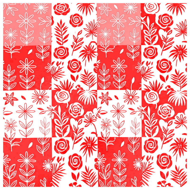 Housses de couette rouge à motif floral, Grand lit