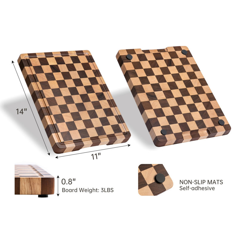 Cutting Boards for Kitchen, Checkered Wooden Cutting Board (Wood)