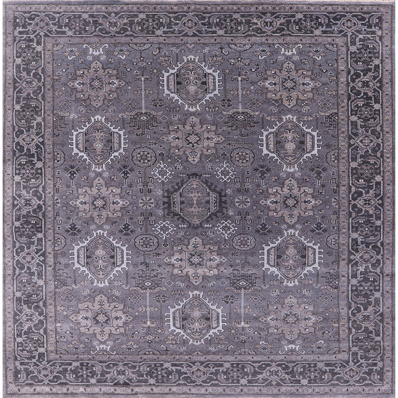 Tapis oriental gris Arakadz, Carré 8 pi