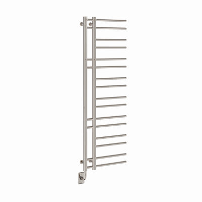 Chauffe-serviettes électrique moderne câblé de 19,5 po x 60,5 po - nickel poli, rempli de fluide, conception unique, comprend un interrupteur intelligent programmable, garantie à vie