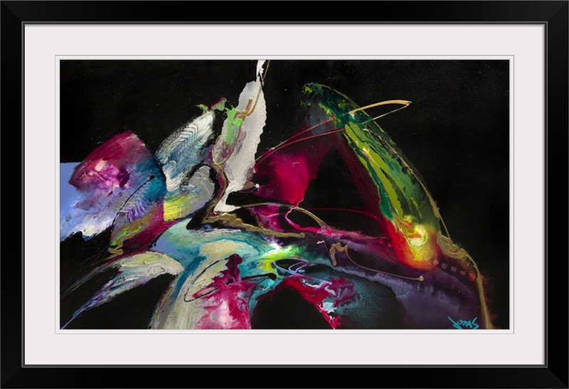 «Electric Midnight» par Frioucheburg, impression, H 30 po x l 44 po x P 1 po, Cadre noir