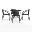 Table carrée en verre et métal de 28 po avec bordure en rotin et 4 chaises empilables en rotin Amlie-23840914
