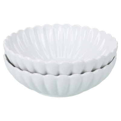 BIA Cordon Bleu Set Of 2, Petal Round Serving Bowls, 3.75-Quart, 11.75-Inch, White