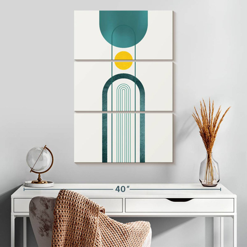 Avery Mid-Century Teal Yellow II, 32" H x 20" W