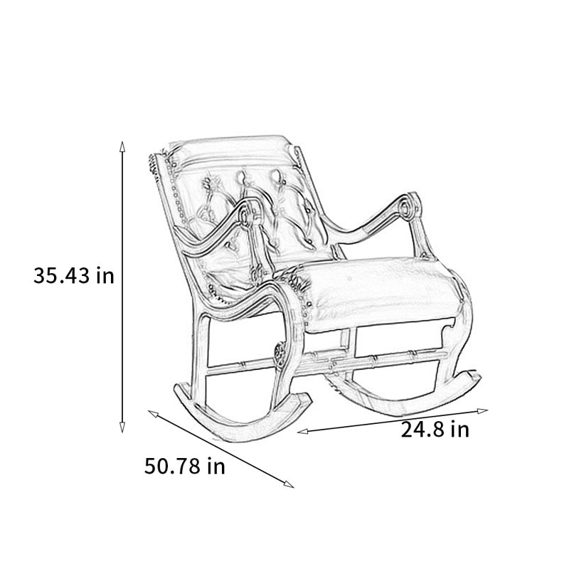 Chaise berçante en chêne massif de qualité, Bleu