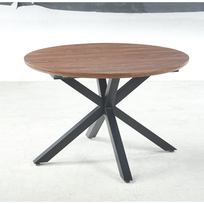 Dining Table With Extendable Quality , Metal Legs And Surface, 120/160/200X120x75cm, Walnut Hue, Long - Lasting Capability Top, Strong Build