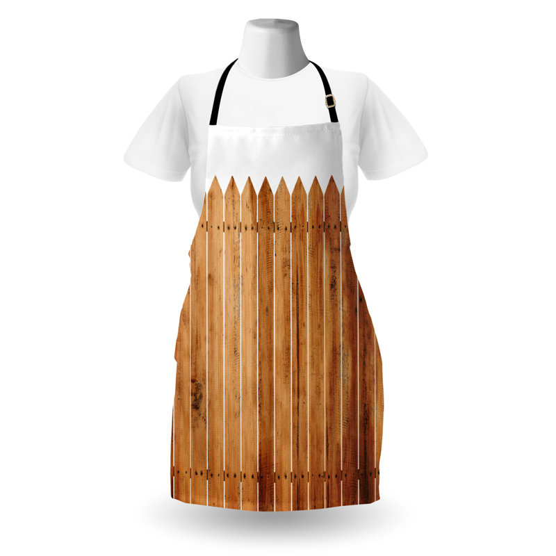 Tablier géométrique East Urban Home unisexe, bande triangulaire en bois, taille adulte, blanc brun