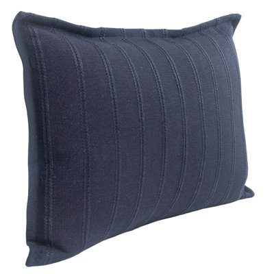 Indigo Stripe Self-Flange Knife Edge Accent Pillow