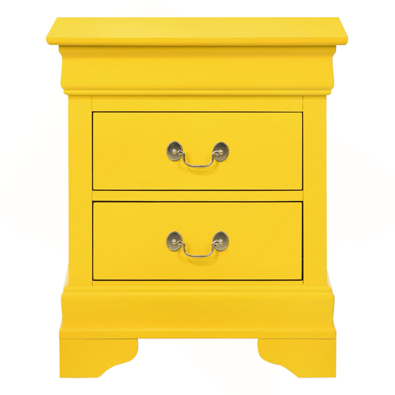 Charmante table de chevet traditionnelle jaune, Jaune