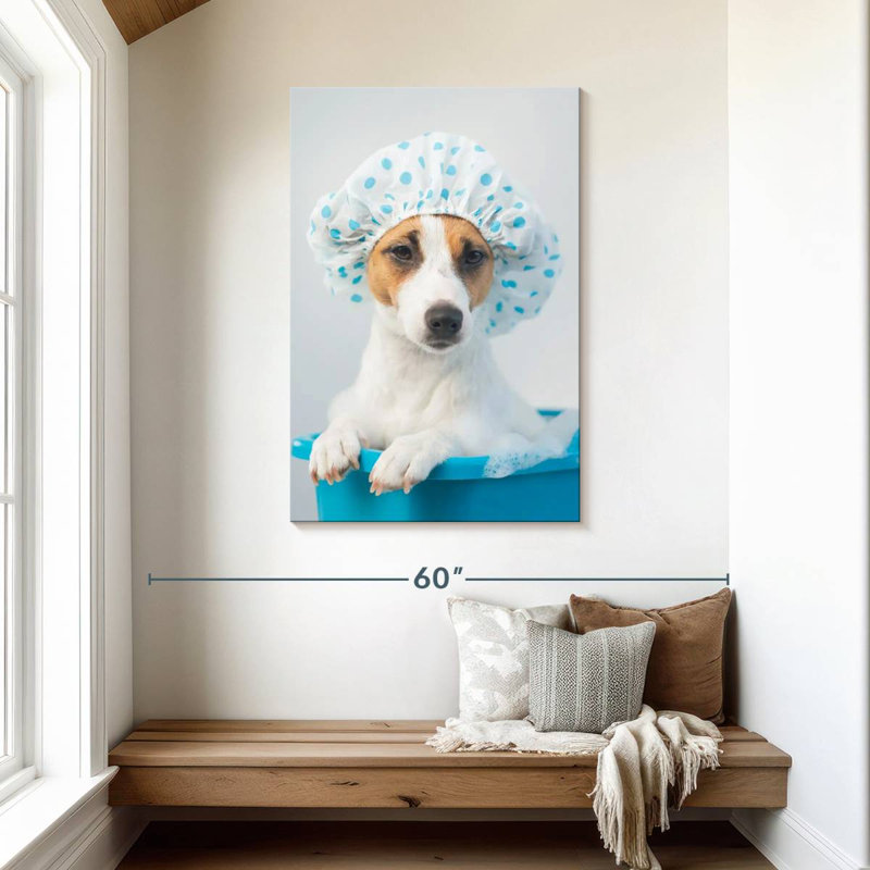 Ketti Terrier In Blue Bath, 45" H x 30" W